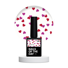 NAILSOFTHEDAY Kupidon top 05 — top z czerwonymi i różowymi serduszkami bez lepkiej warstwy, 10 ml NAILSOFTHEDAY Kupidon top 05 — top z czerwonymi i różowymi serduszkami bez lepkiej warstwy, 10 ml